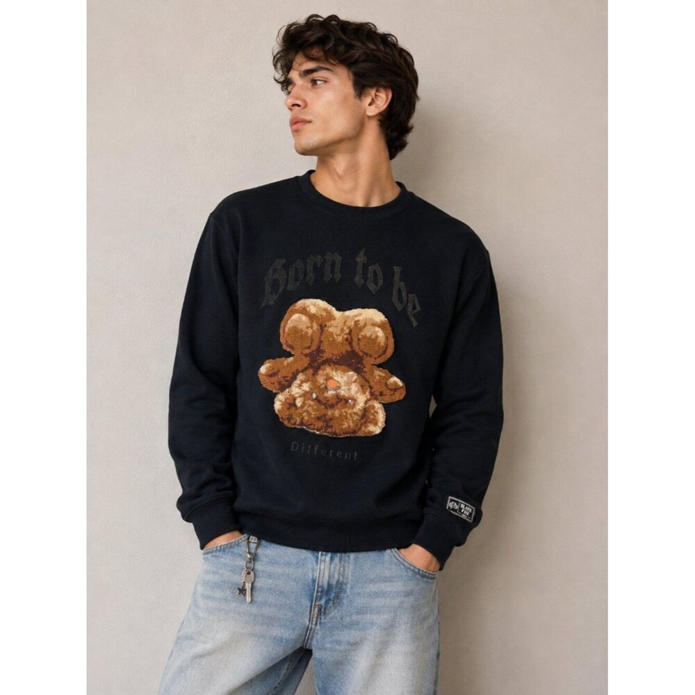 Black Pike Born to Be Different Teddy Bear Graphic Sweatshirt Size S